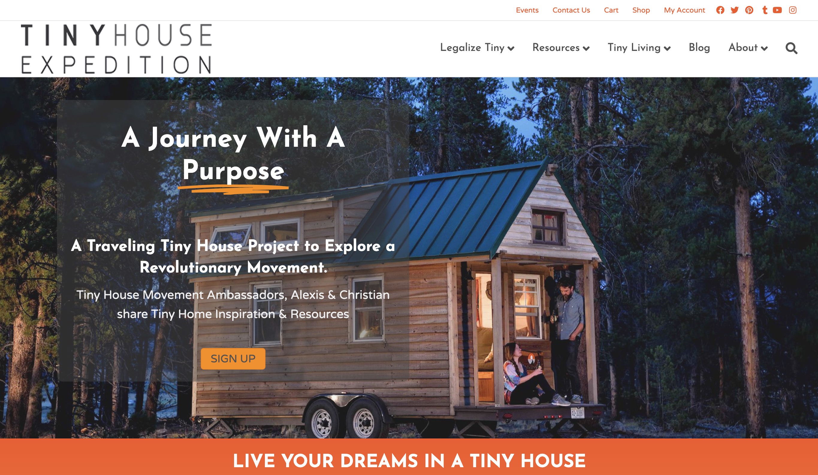 TinyHouseExpedition Homepage Screenshot of TinyHousExpedition.com homepage